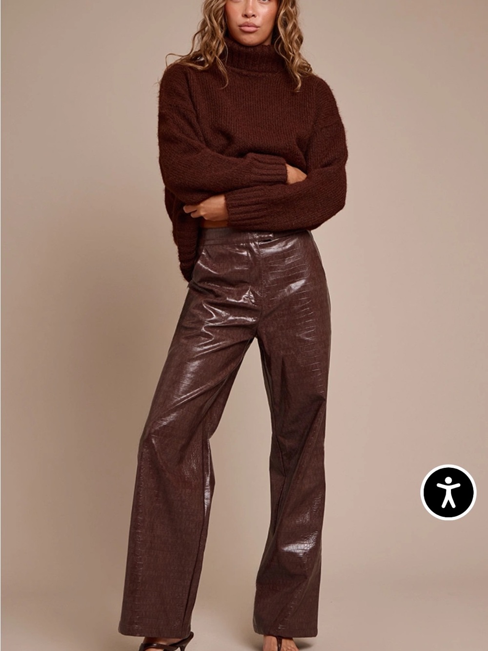 PrettyLittleThing Black Faux Leather Croc Print Trousers